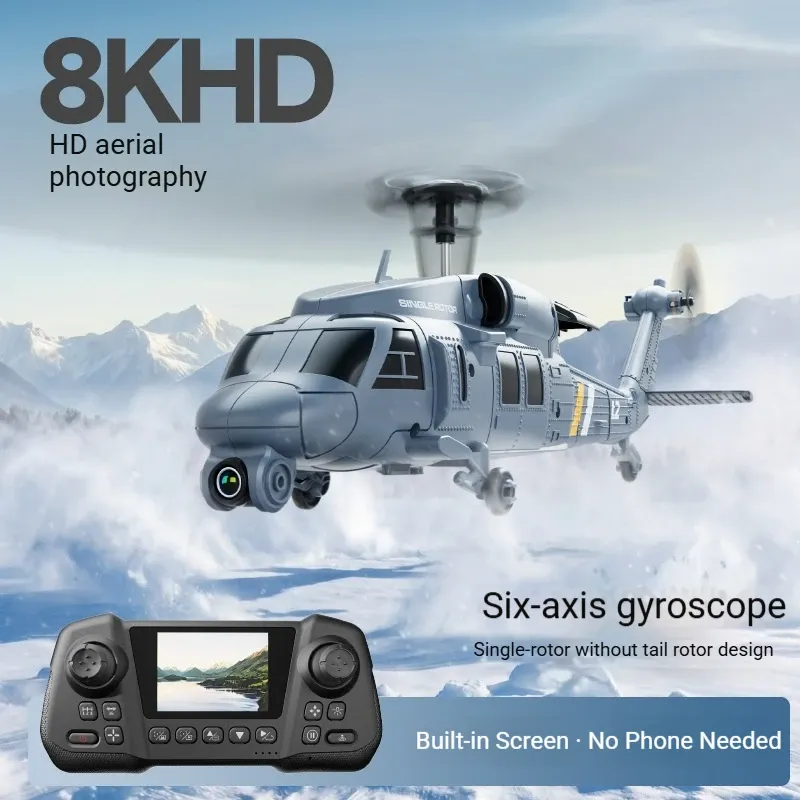 Rc Helicopter Single Rotor - L2-DORN RC アパッチヘリコプター 8K 空撮カメラ 6