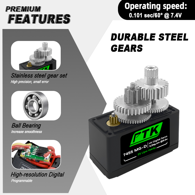PTK 7455MG-D サーボ 12 グラムデジタルサーボ - Rc Helicopter Servo のレビューと価格